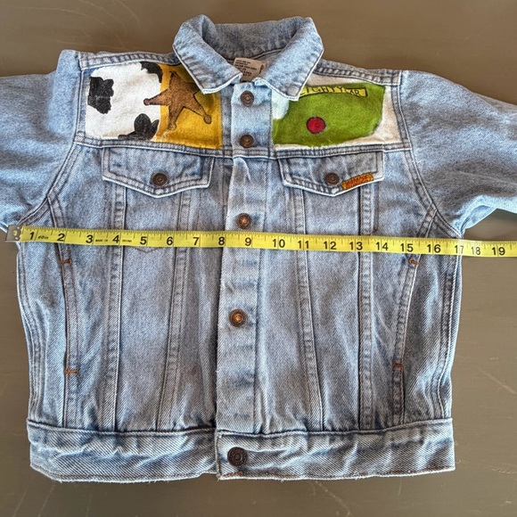 Jordache Kids VTG Jean Jacket Sz L Hand Painted Toy Story Buzz Lightyear Woody - Picture 5 of 8